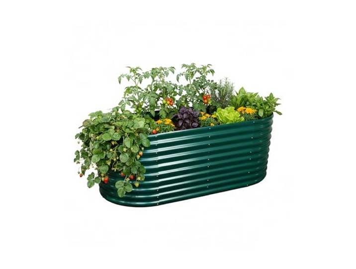 Relaxdays Hochbeet, verzinktes Metall, für Blumen, Pflanzen & Gemüse, grün