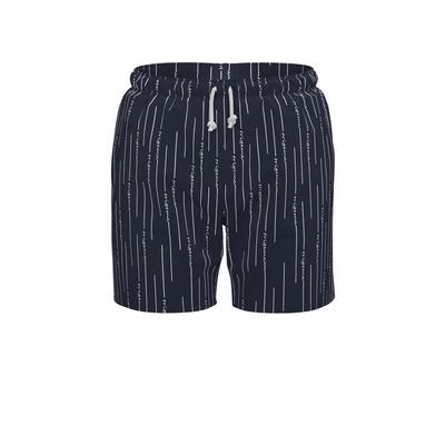 Shorts TRIGEMA "TRIGEMA Bade-/Freizeitshorts mit Druckmotiv", Herren, Gr. XL, Normalgrößen, blau (navy, bunt), Web, 50% Baumwolle, 50% Polyamid, Hosen Shorts