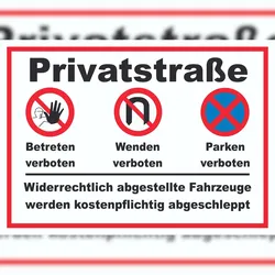 HB-Druck Privatstrasse Schild A6 Rückseite selbstklebend