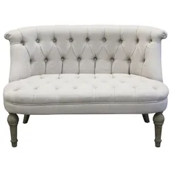 Chic Antique Franz. Sofa in Leinenstoff, 2-Sitzer H75/L110/B55 cm beige