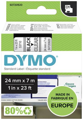 DYMO D1 53710 Bandfarbe: Transparent Schriftfarbe:Schwarz 24 mm 7 m
