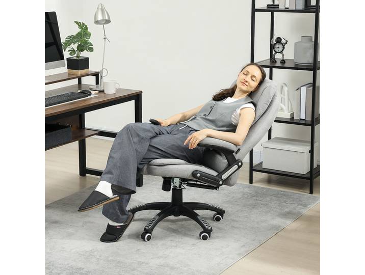 Vinsetto Fauteuil Bureau Massant Chauffant Réglable Gris