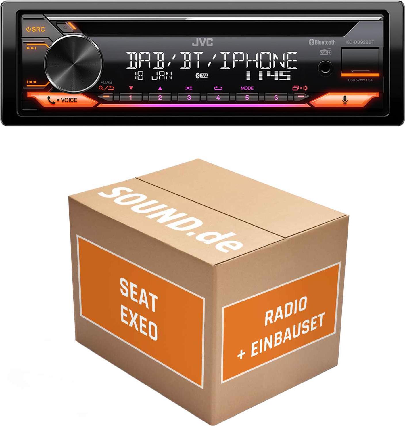 Autoradio Einbaupaket JVC KD-DB922BT passend für Seat Exeo 3R + Multifunktionslenkrad Anthrazit | Bluetooth Telefonieren Audiostreaming