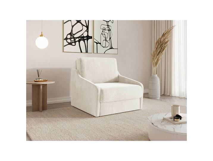 Mid.you Schlafsessel FLY 80, Creme, Kunststoff, 96x86x115 cm, Stoffauswahl, Wohnzimmer, Sofas & Couches, Schlafsofas, Schlafsofas mit Bettkasten