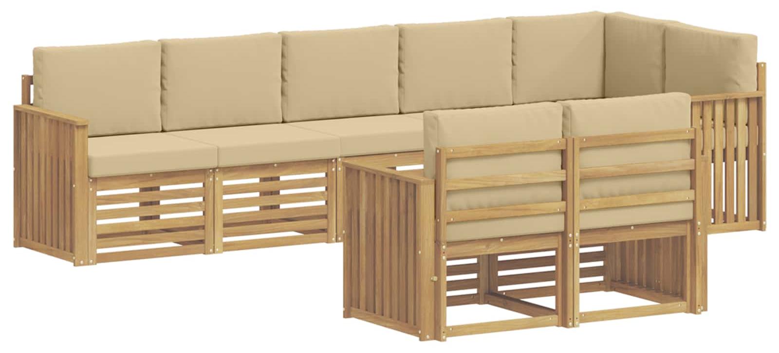 Garnitur aus 8 Outdoor-Sofas, Farbe Beige, Material: Polyester