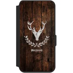 Nivocase Klapphülle für Samsung Galaxy S24 Handyhülle aus Kunst Leder NIVOflip schwarz Hirsch Holz (Samsung Galaxy S24), Smartphone Hülle, Schwarz