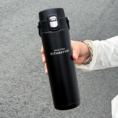 Uplifted Trends Stainless Steel Insulated Sports Bottle With Pop Up Direct Drink Feature And Wide Handle For Outdoor Activities black