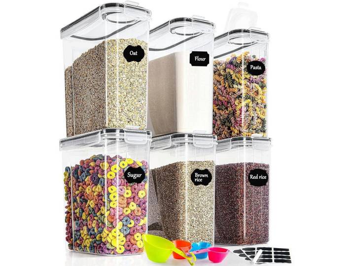 Vorratsdosen 6er Set 4L Luftdicht Kunststoff, Mehrfarbig, 21.5x23.5x8.5 cm, Küchenzubehör, Vorratsbehälter, Vorratsdosen
