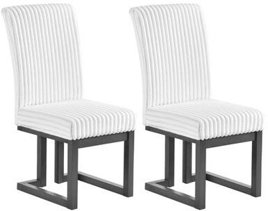 Costway Upholstered Dining Chairs Set of 2 with Rubber Wood Legs and Padded Seat for Dining Room-White