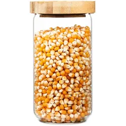 Klarstein Stapelglas mit Bambusdeckel 580 ml stapelbar luftdicht Bambus