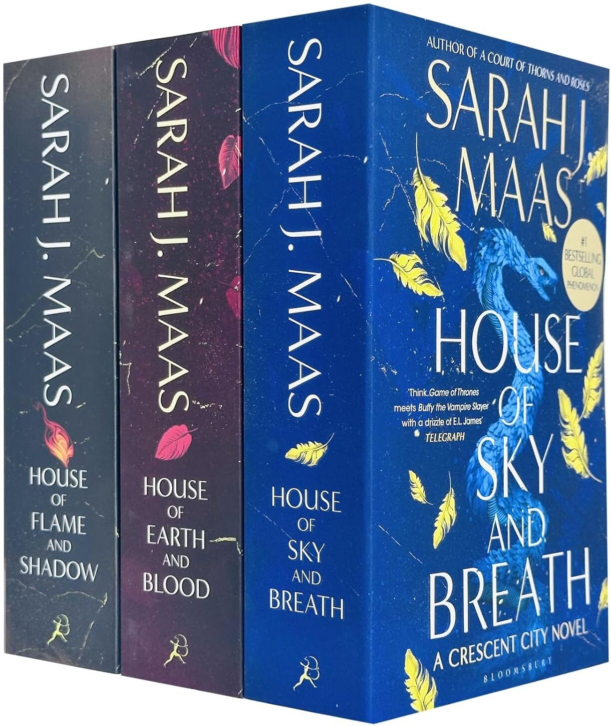 Bloomsbury Publishing Crescent City Series 3 Books Collection Set by Sarah J Maas (House of Flame and Shadow, House of Sky and Breath, House of Earth and Blood)