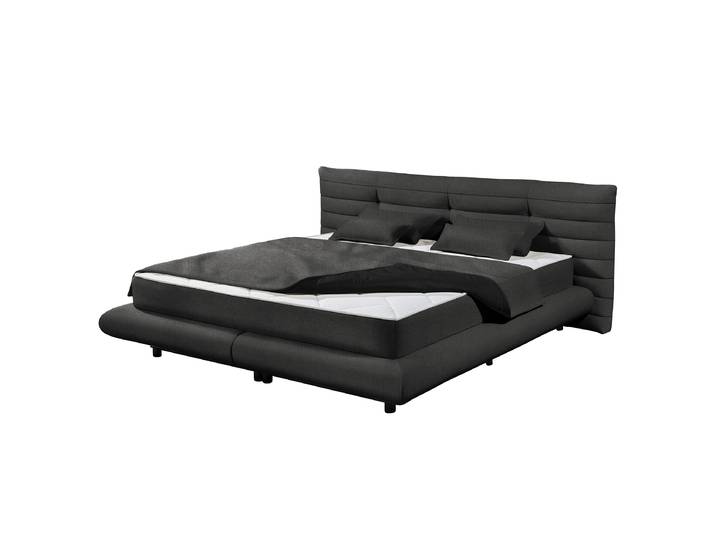 Polsterbett Rubira 180 x 200cm Chenille Triss Schwarz