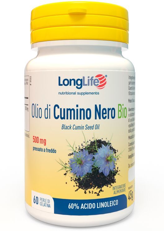 LONGLIFE Srl LongLife, Olio di Cumino Nero Bio, 60 Perle