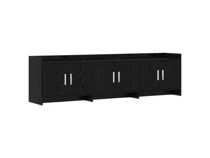 TV-Schrank 168 x 33 x 47 cm Eiche schwarz aus technischem Holz mit 6 Türen 6 Türen, Metallgriffe, großzügige Fächer, nur für den Innenbereich, Montage erforderlich, Oberfläche leicht zu reinigen