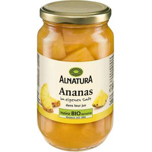 Alnatura Obstkonserve Ananas in eigenem Saft, BIO, ohne Zuckerzusatz, vegan, Stücke in Glas, 350 g