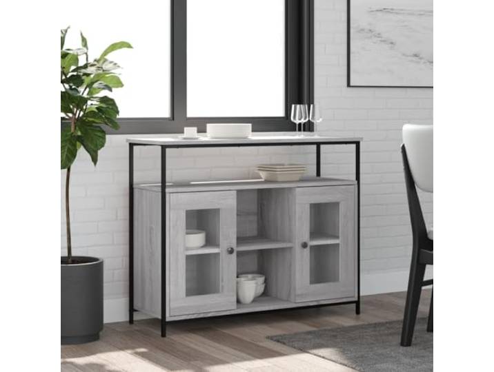 HEFZGDB Klassisches Sideboard mit viel Stauraum aus Holzwerkstoff für Zuhause, Beistellschrank mit zeitlosem Design und Oberplatte zur Dekoration, Sideboard mit verstellbaren Beinen
