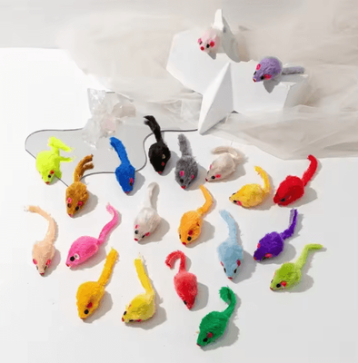 Inspire Picks Catnip Rattle Mouse Toys Set Faux Fur Interactive Hunting Toys For Cats colourful 50 Pcs