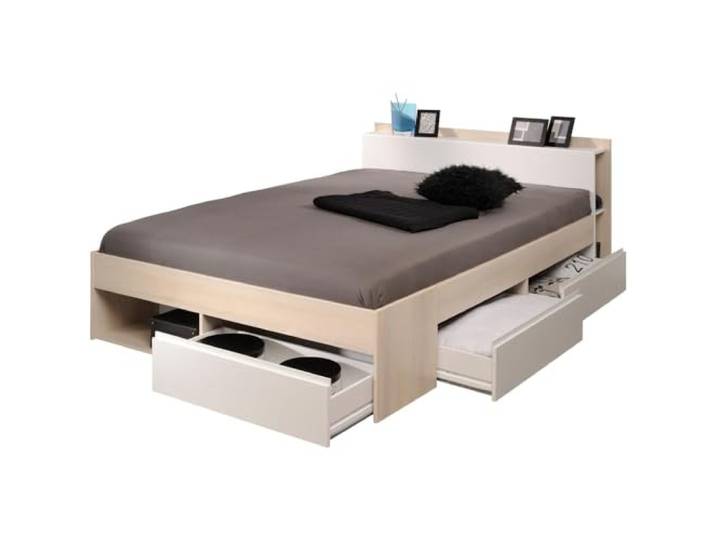 Parisot 1530L260 Bett Cuba, Spanplatten, Akazie, klar/weiß, 170 x 220 x 79,5 cm