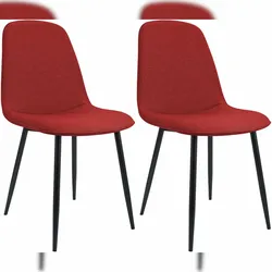 Décoshop26 -Set aus 2 eleganten und minimalistischen Esszimmerstühlen mit rotem Stoffbezug und schwarzem Metallgestell 10_0007452