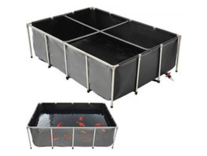VEVOR Bassin à Poissons Hors Sol, Capacité 1781,3 L, Étang à Poissons en Toile PVC, avec Panneau Transparent, Cadre en Acier Inoxydable et Vanne de Vidange, pour Poissons Rouges, Carpes, Koïs, Noir