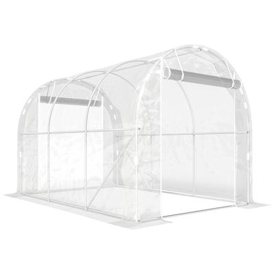 Outsunny Polytunnel-Gewächshaus, begehbares Gewächshaus mit verzinktem Stahlrahmen und UV-beständiger PE-Abdeckung, transparent