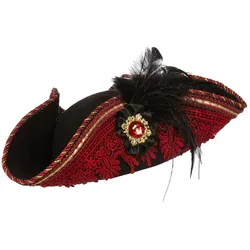 Metamorph Roter Piratenhut mit Brosche