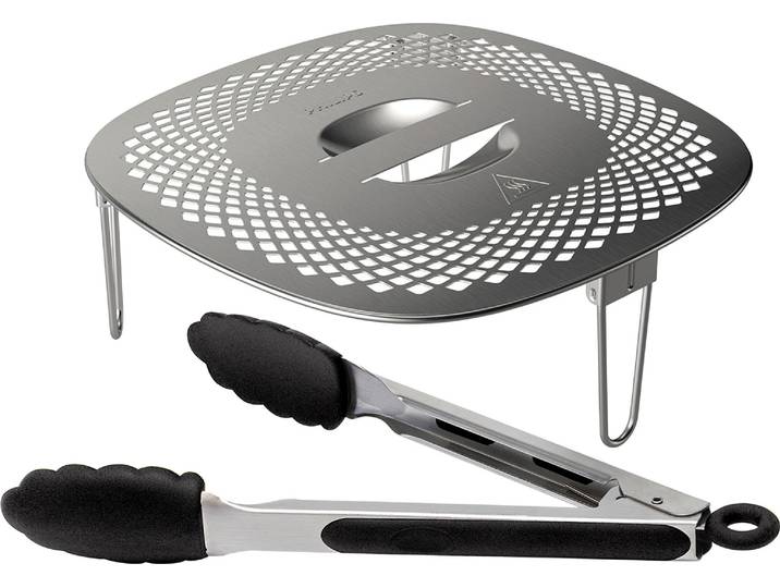 PHILIPS Grillpfanneneinsatz HD9954/01 Snack Profi-Kit , schwarz (schwarz, grün), B/H/T: 8cm 22cm x 22cm, Backbleche, Snackdeckel+ Zange für Airfryer XXL HD96XX, HD97XX, HD98XX, Grillpfanneneinsatz