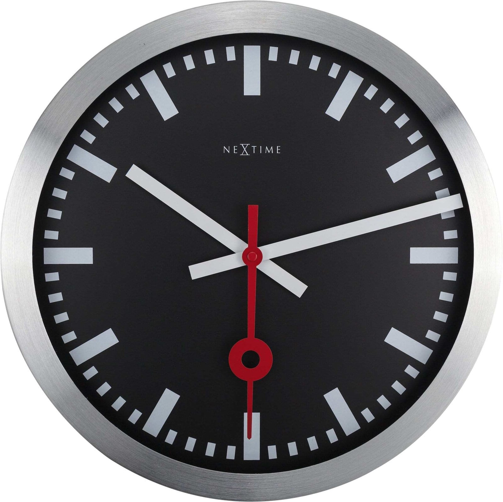 NeXtime Wandklok Station - Zilver - Diameter: 35 cm