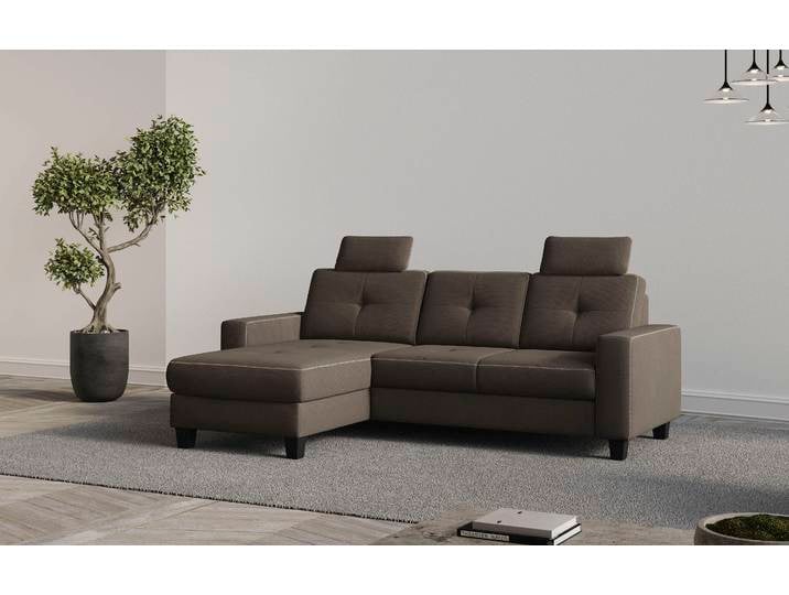 Ecksofa, Polyester-Mix, Braun (Espresso) 239×91×164 cm, Mit Bettkasten, Vintage, Places Of Style