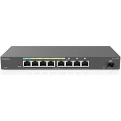 EnGenius Switch full managed Extender 8 Port• 8x 1 GbE• 4x PoE at• 1x SFP• (8 Ports), Netzwerk Switch, Grau