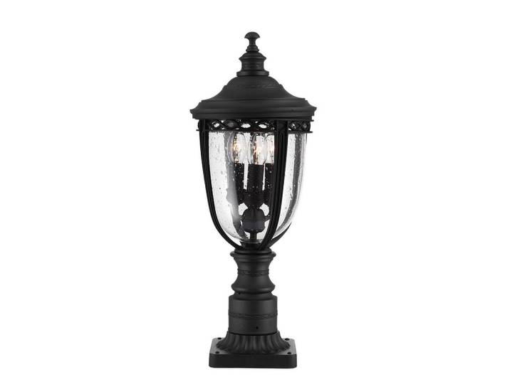 Elstead Lighting Sockelleuchte English Bridle, Schwarz, Metall, Glas, 55.3 cm, RoHS, Lampen & Leuchten, Außenbeleuchtung, Wegbeleuchtung, Sockelleuchten
