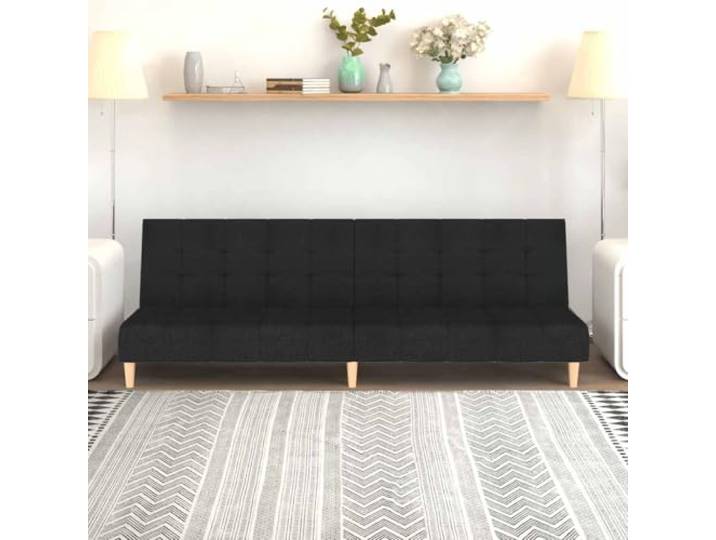 HEFZGDB Schlafsofa 2-Sitzer Schwarz Stoff Bettcouch Gästebett Sofabett 2-in-1 Funktion Wohnzimmer Sitzgelegenheit Holzrahmen Stabilität Komfort Sitzgefühl atmungsaktiv langlebig