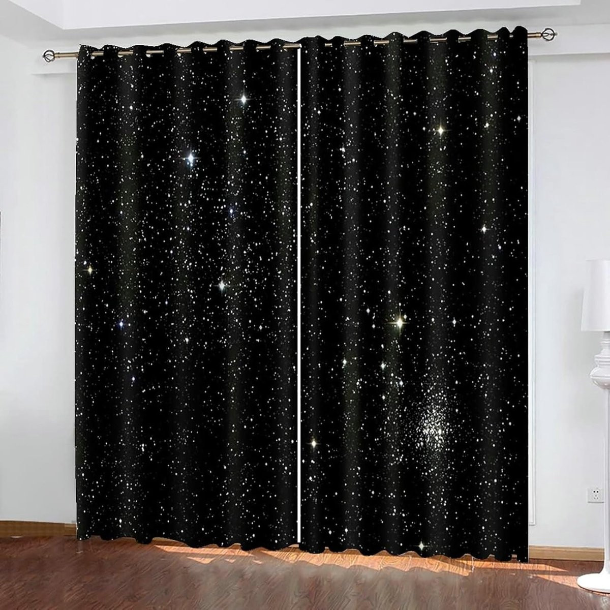 Set van twee verduisterende gordijnen - Zwart - 107 x 183 cm
