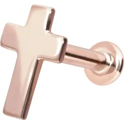 14 Karat Gold Labret mit Innengewinde KREUZ