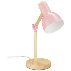 Relaxdays Schreibtischlampe Holz verstellbar Hellbraun,Rosa