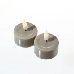283 LED Teelichter Mia flackernd inkl. Batterien D: 4,1cm taupe 2 Stück