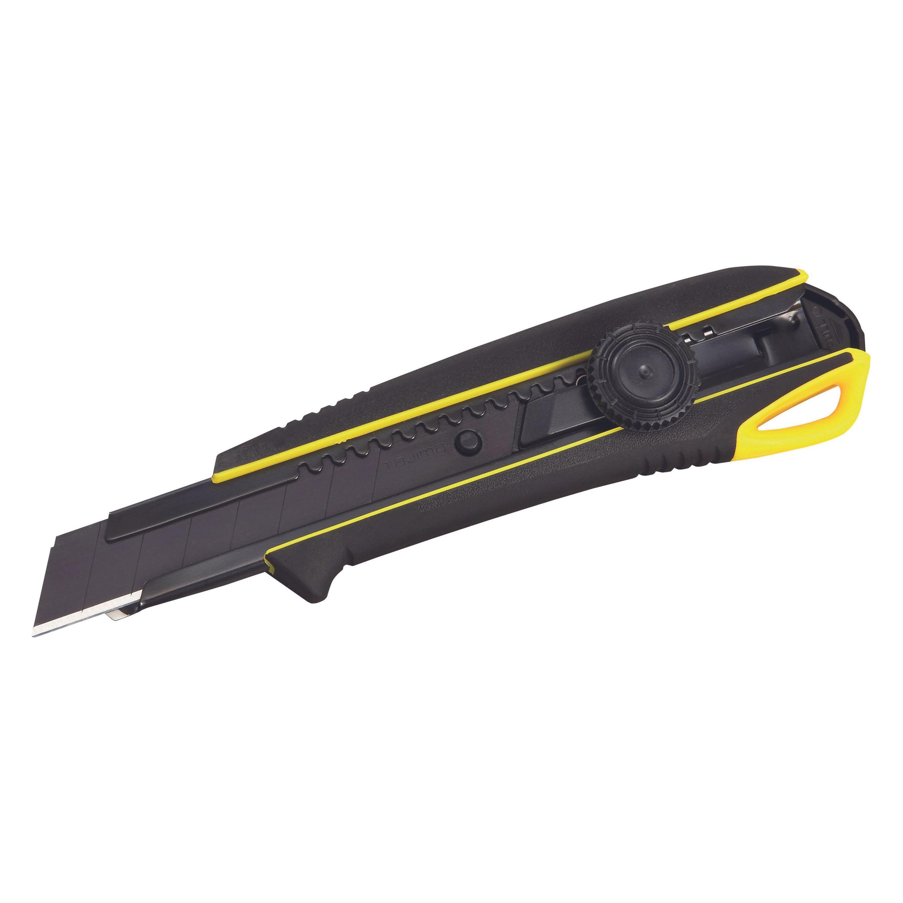 Tajima Verstärktes Gummimesser mit zerbrechlichen 18 mm schwarzen Klingen, befestigt mit einem Tajima-Rad (Cutter) (404067)
