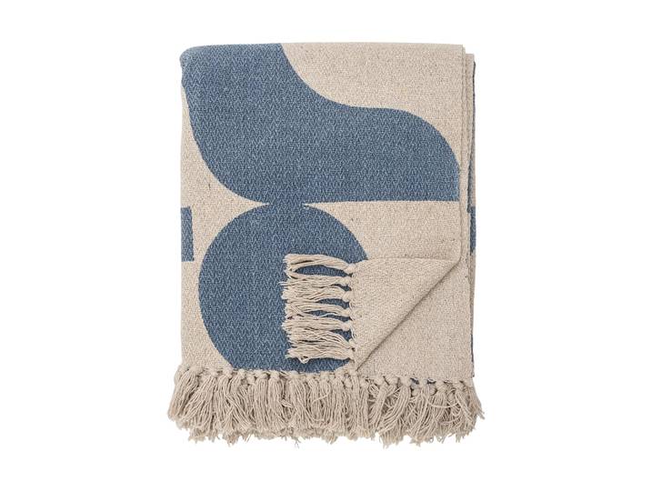 Bloomingville Plaid en coton Agno 130x160 cm Beige-bleu