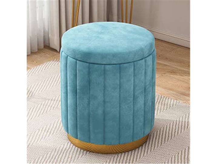 Verstaubarer Make-up-Hocker, runder Haushaltshocker für Flur, Zimmer,(Blau)