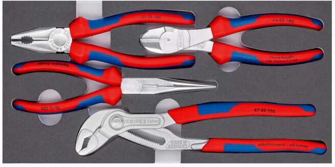 Jeux de pinces, sur plateaux en mousse Knipex (00 20 01 V17)