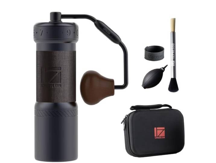1Zpresso K-Ultra Manuelle Kaffeemühle Eisengrau mit konischen Mahlwerk aus Edelstahl, Intuitive numerische Einstellung, Magnetischer Behälter mit 40g Kapazität