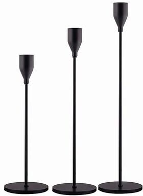 Uplift Essentials European Style Metal Candle Holder Set black