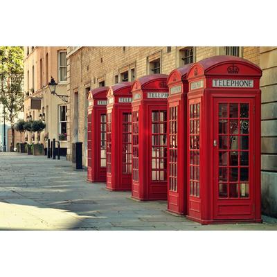 Fototapete PAPERMOON "London Telefonzellen", bunt, B:3,5m L:2,6m, Vlies, Tapeten