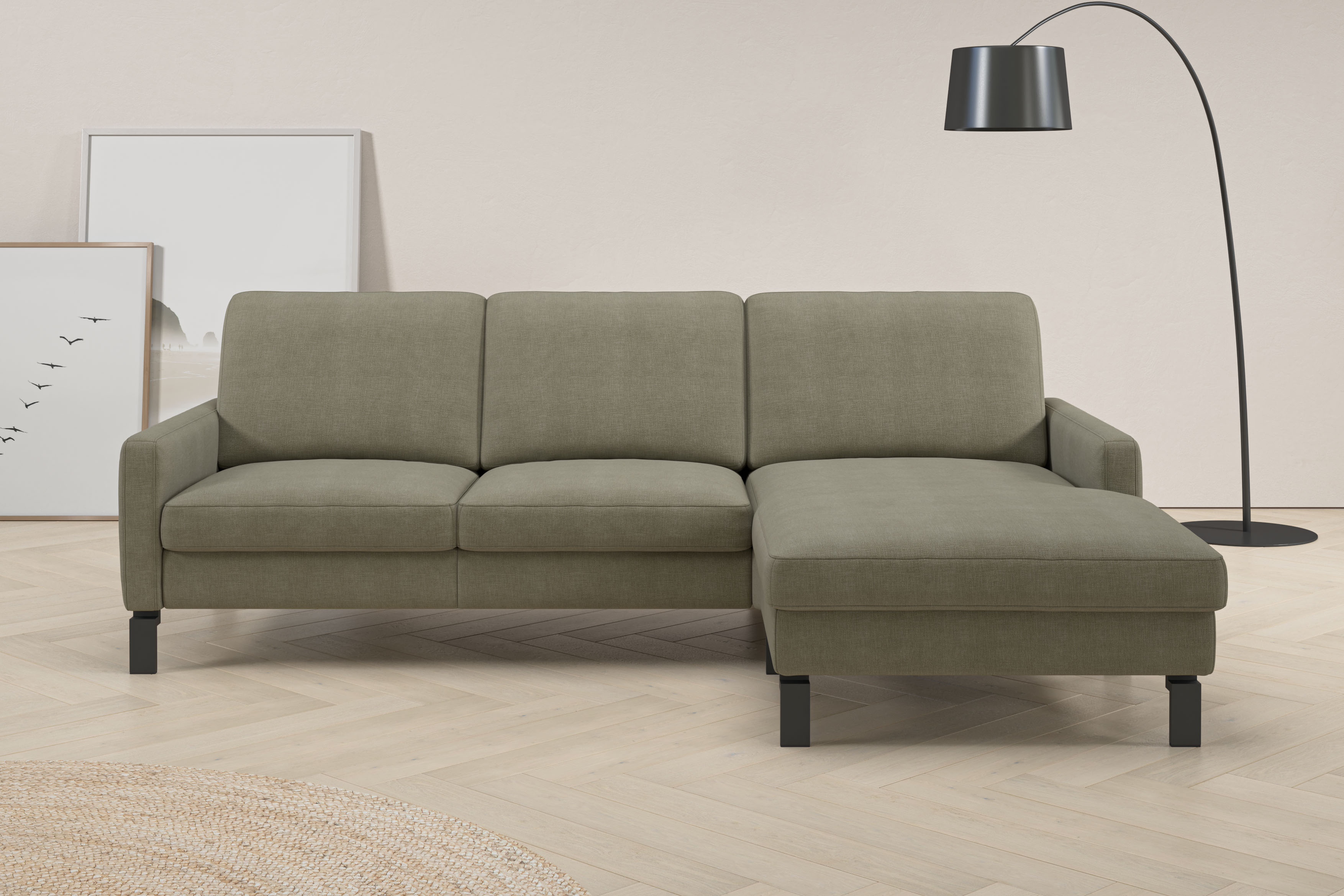 Home affaire "Lecce, 244 cm breit, Federkernpolsterung, L-Form" inkl. saugroboterfreundliche Höhe & schmale Armlehnen