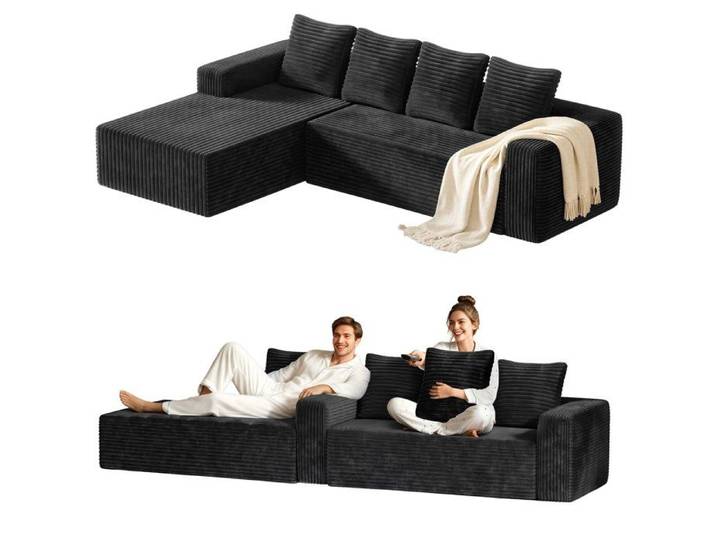 Canapé Convertible - Canapé d'angle L réversible - 4 Places Canapé-lit - WILITTO - Mousse (éponge) - Sans Montage - 260x173x57cm