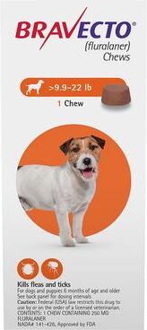 Bravecto For Small Dogs 9.9-22lbs (Orange) 3 Chews