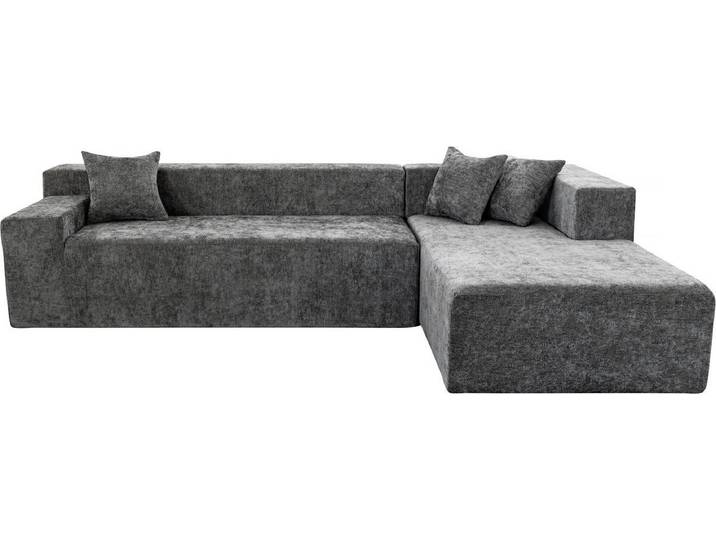Ecksofa aus strukturiertem Stoff \ Tessaro\ – 4-Sitzer – Grau