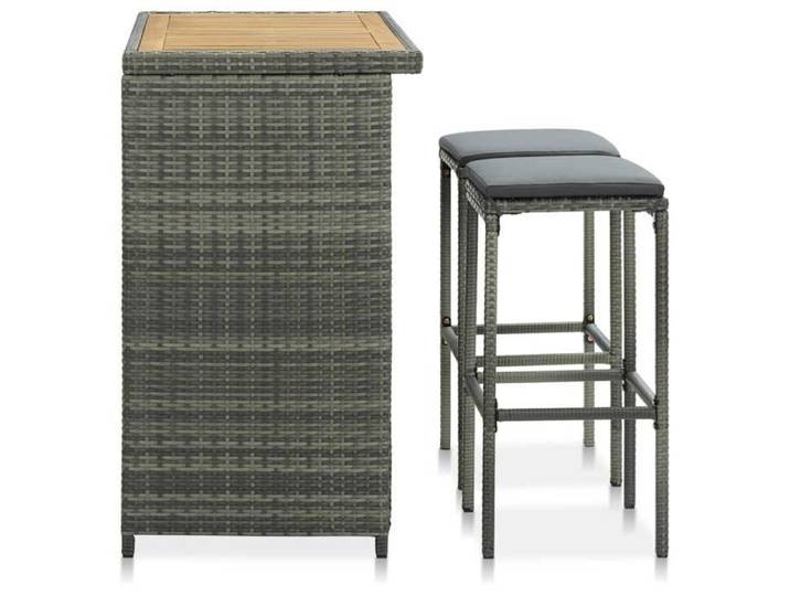 Remise Ensemble de bar 3 pcs Ensemble Table Haute avec 2 Tabourets Résine tressée Gris JILIMAISON2025 94544861
