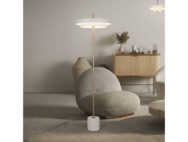 Trio Lighting LED Stehlampe Keaton, dimmbar, alu / grau / zink, für Wohn- / Esszimmer, Metall