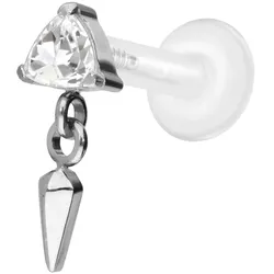 PTFE Labret mit Innengewinde + Titan-Aufsatz KRISTALLDREIECK + SPITZE